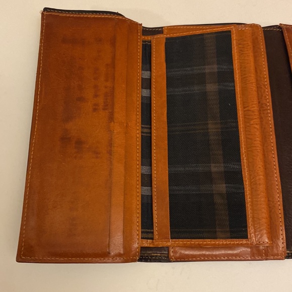 Vintage Women’s Tuscany Leather Adriano Leather Wallet Document 2 Tone Black/Tan - Picture 14 of 16